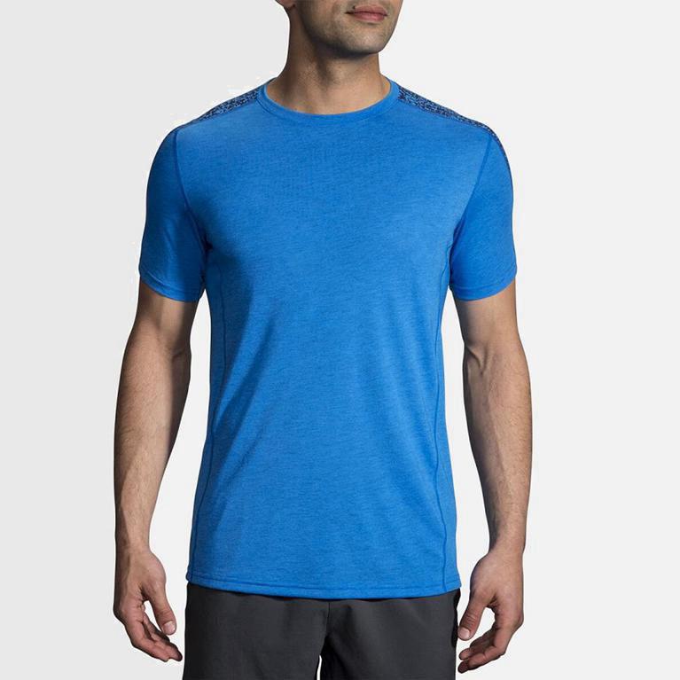 Brooks Distance Hombre Camisetas Manga Corta - Azules (6583DEPQG)